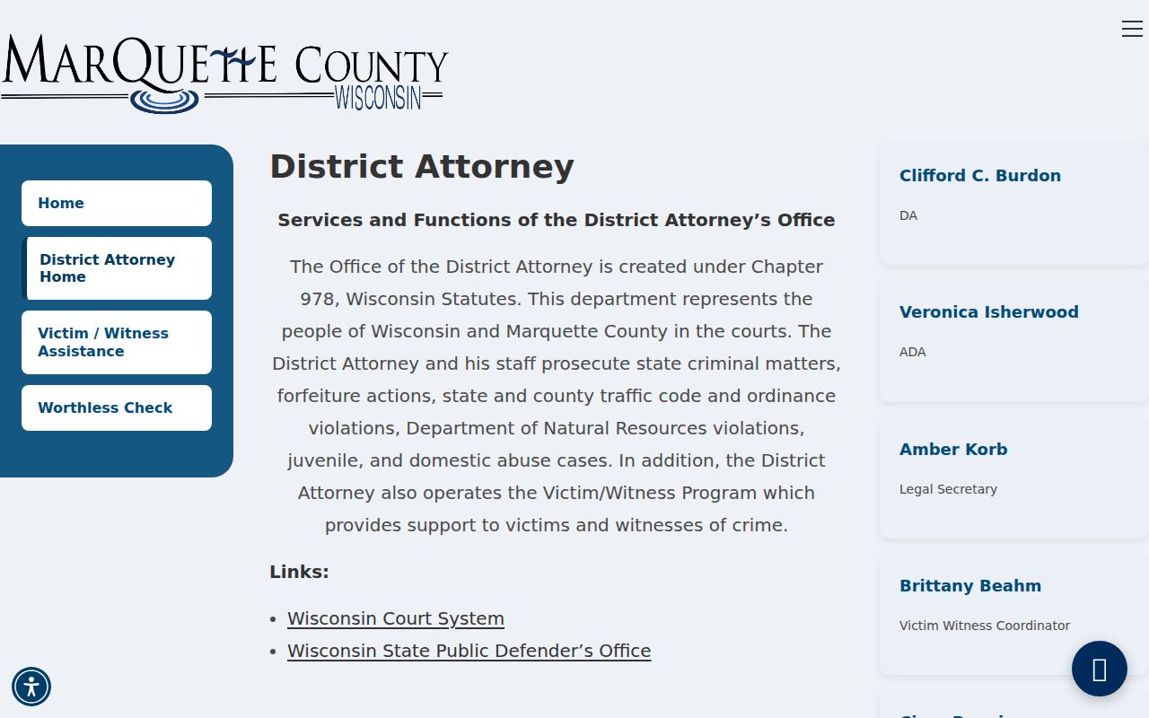 Marquette County arrest history and the district attorney charging office