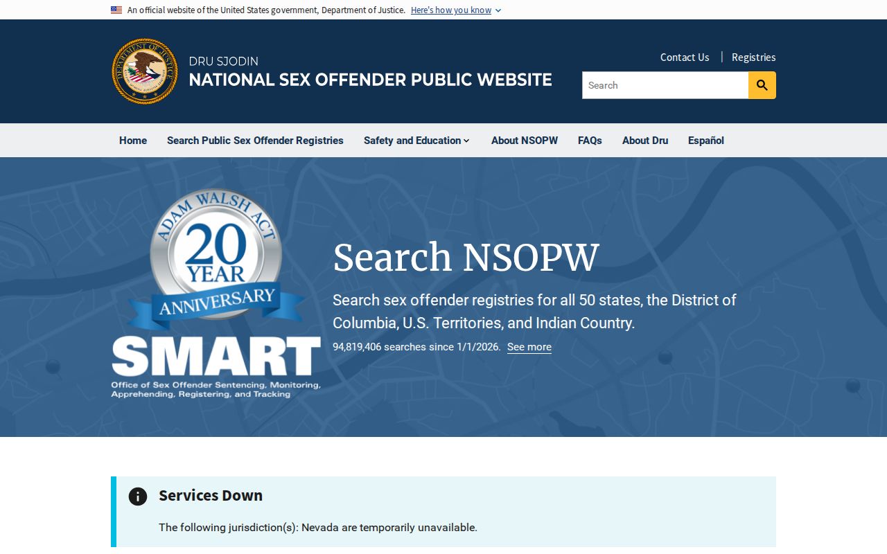 National registry interface used after a Marquette County sex offender search